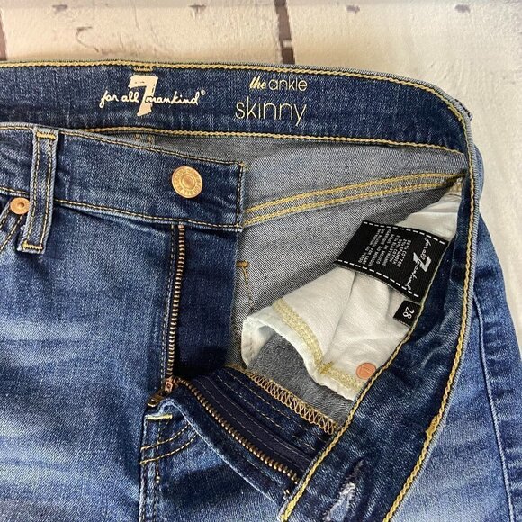 7 For All Mankind Ankle Skinny Jeans Women's Size 28 (28 x 28) Split Ankle - Picture 10 of 14